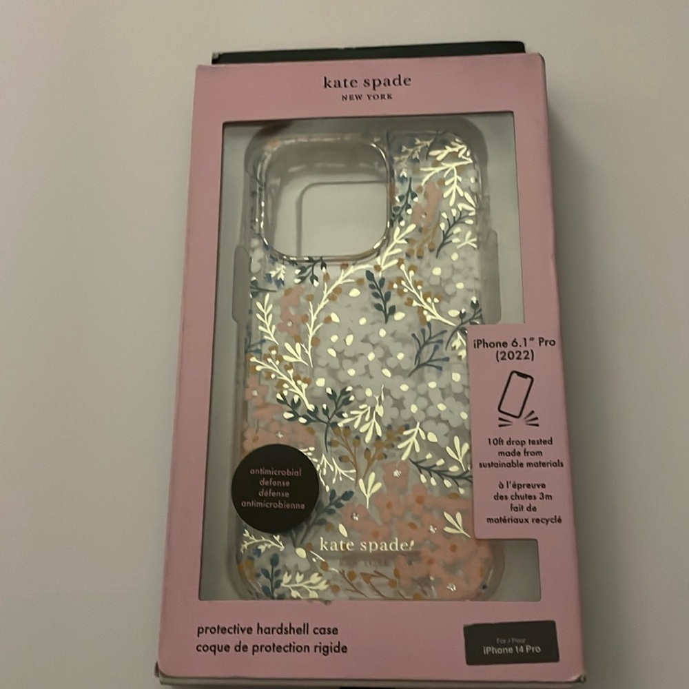 Kate spade I phone 14 pro case color clear brand new